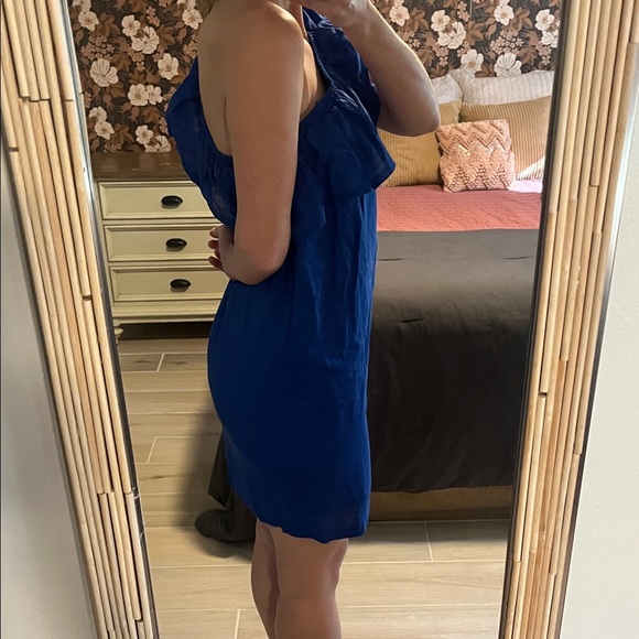 J. Crew One-Shoulder Dress in Deep Blue - Picture 4 of 7